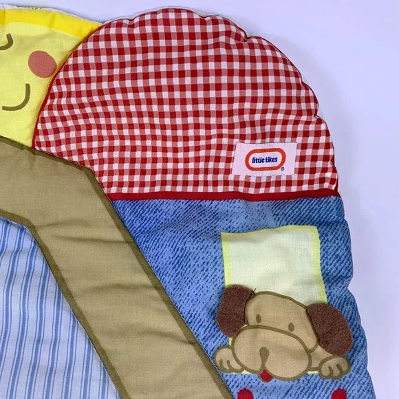 VTG Little Tikes Little Bears Farm Crib Quilt‎ & Pillow Barn Cow Sheep Dog Chick